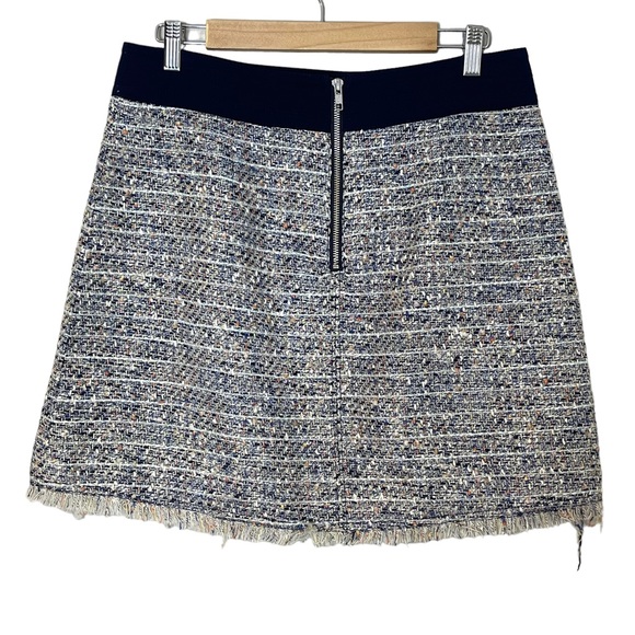J. Crew Womens Multicolor Tweed Fringed Raw Hem Mini Skirt SIze 10 Back Zip - Picture 3 of 11